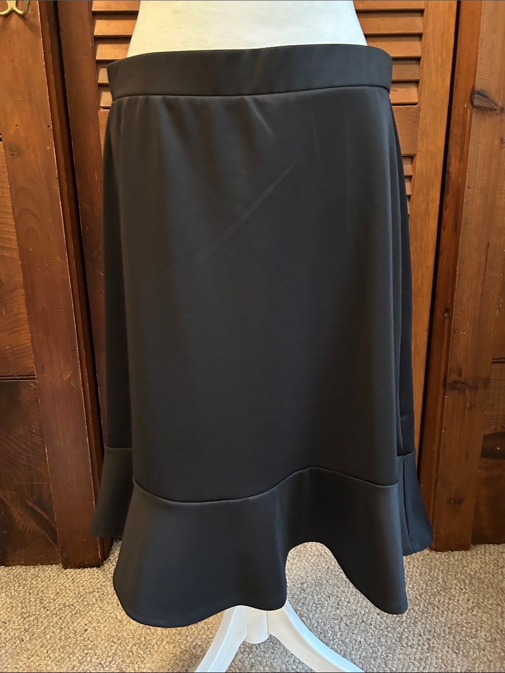 NY Collection Black A-Line Skirt with Flounce Hem